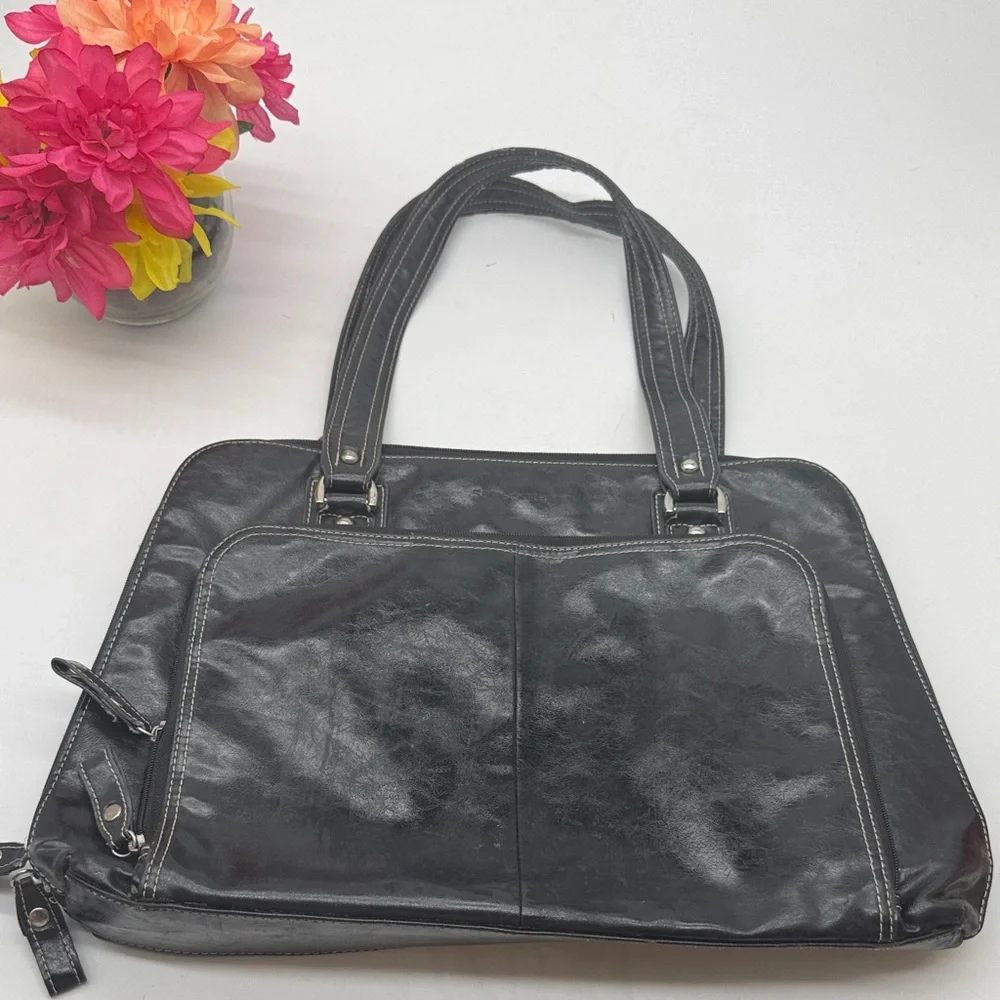 Samsonite Black Leather Women's Computer Travel Bag TOT9392E